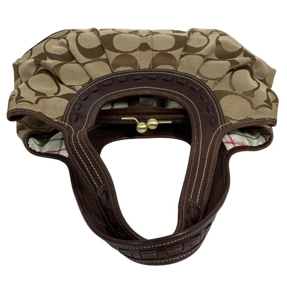 COACH CC Logo Jacquard Leather Trim Ergo Kisslock Shoulder Bag 12232 NO TAG - Picture 7 of 14